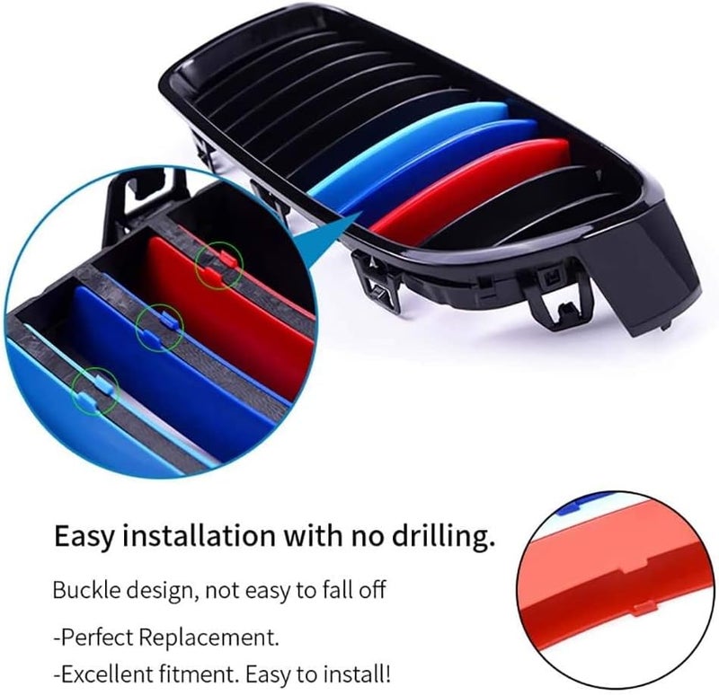 Goodream Tricolored Grille Insert Trims Compatible with BMW X5 G05 2019 2020 2021 2022 2023 Accessories for w/Standard Kidney Grille (7Beams) - Image 3